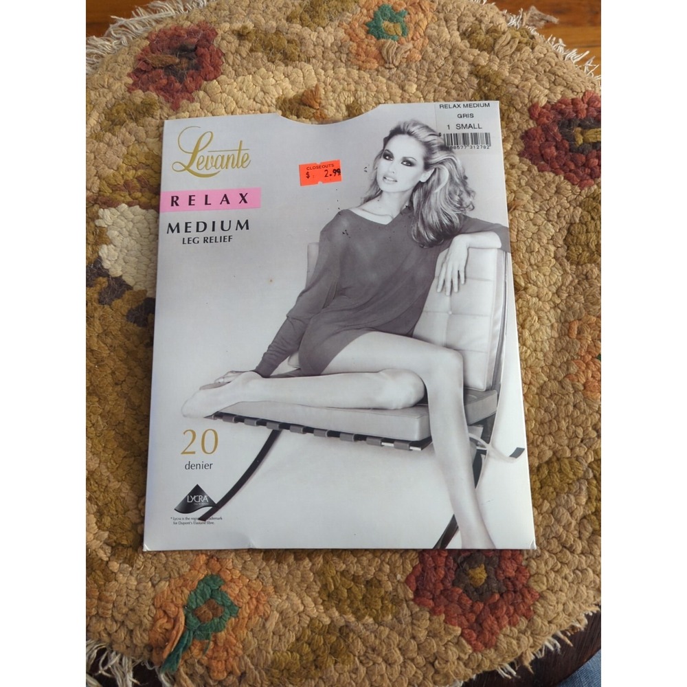 New Levante 20 Denier Relax Medium Leg Relief 1 Small Gray Gris Grey Made‎ Italy